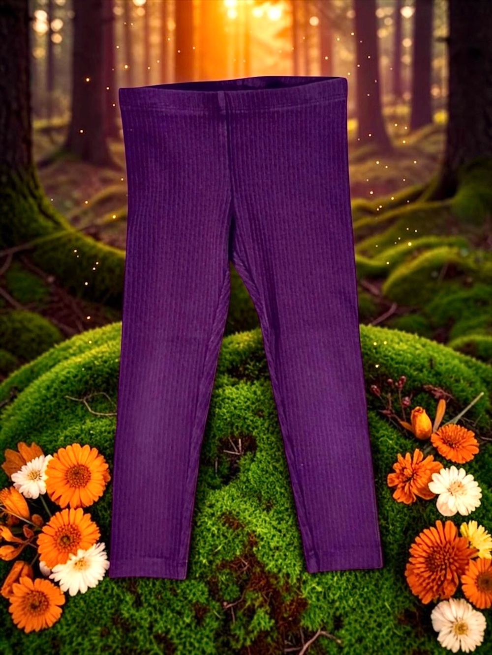 Tea Collection Girls Leggings 🍂 Plum Ribbed Size 5 EUC